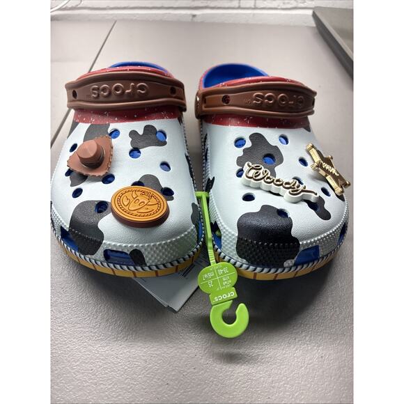 Crocs Toy Story shoes Woody Men’s Size 7 women’s 9 Clogs Disney Pixar Cow Print main image 4